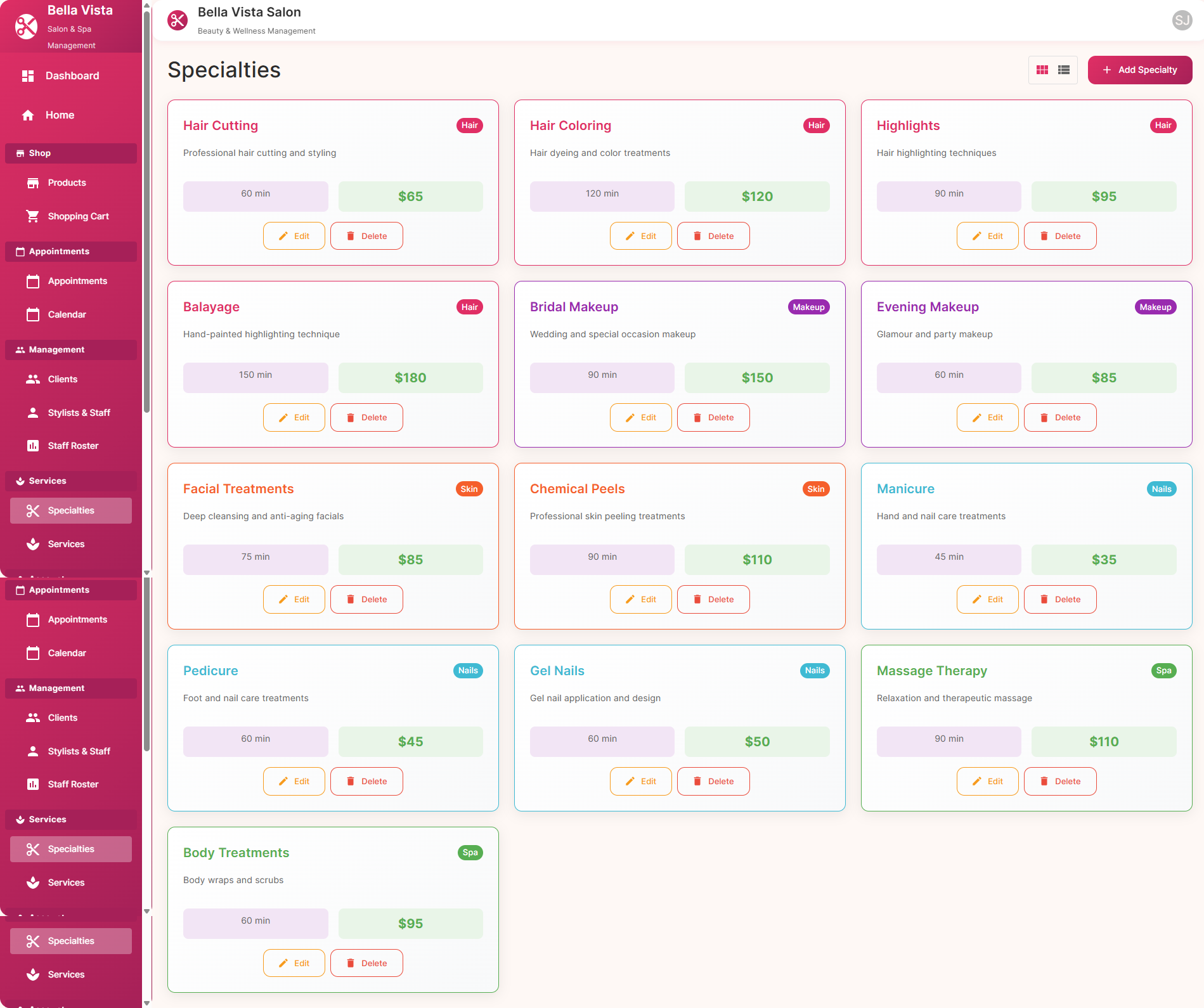 Specialties Management